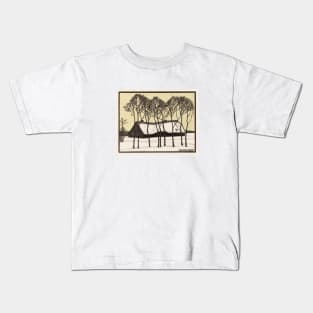 Farm in the snow (1918) by Julie de Graag (1877-1924) Kids T-Shirt